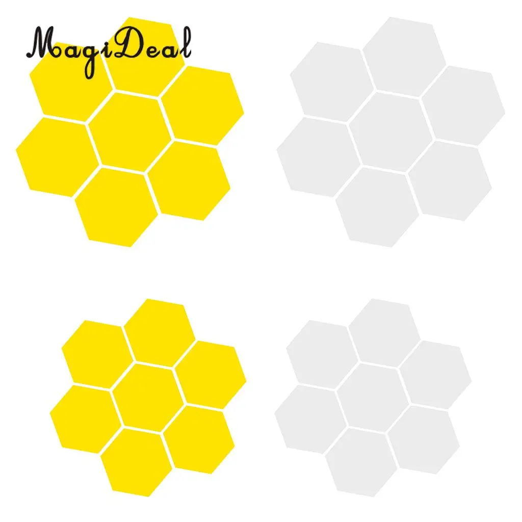 7Pcs 3D Mirror Surface Hexagon Vinyl Removable Sticky Wall Sticker Decal Coffee Cafe Bar Chic Decor Art Mural DIY