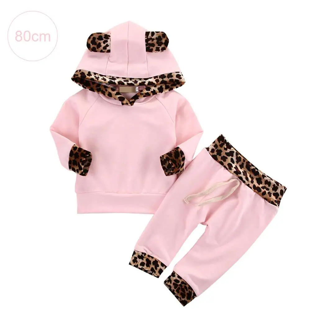 

0 -18 Months Baby girl clothes set hoded Leisure Long Sleeved T-shirts Tops + Pants 2pc Outfits Tracksuits Kids Bebes suits