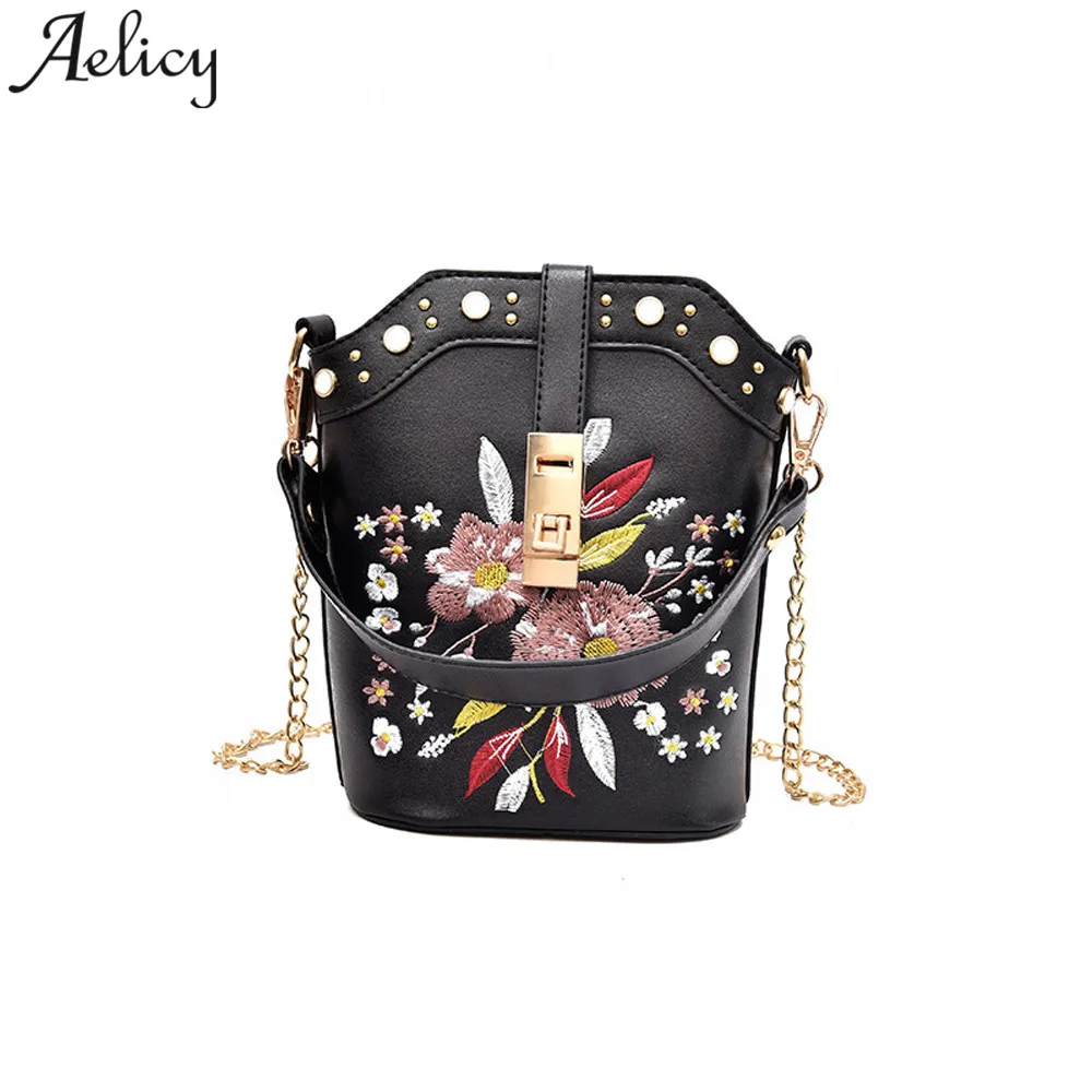 

Aelicy Ladies Shoulder Bag @ Flowers Leather Versatile Women Messenger Bag Pearl Chain girls crossbody bags torebki damskie 2019