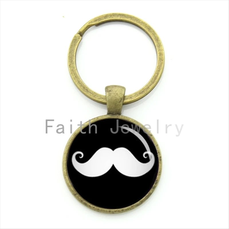 Unique interesting design Mustache key chain classic gentlemen beard pattern art keychain mens jewelry boyfriend gift KC461