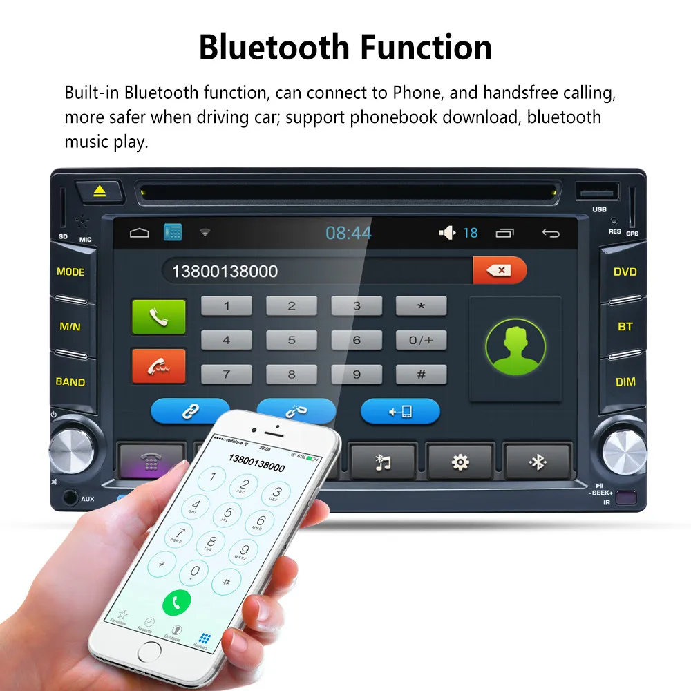 Best Android Wifi GPS Nav Car In Dash USB/SD/AUX/MP3/CD DVD Player 6.2" Double DIN FM 24