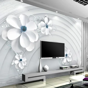 

Modern Abstract Art Mural Wallpaper 3D Stereo Embossed Flowers Photo Wall Painting Living Room Bedroom Backdrop Wall Covering 3D