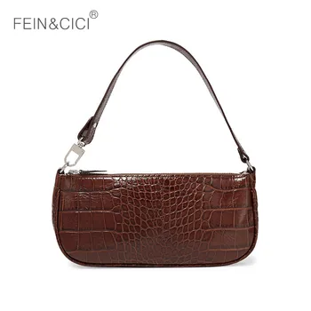 

Baguette shape bag animal print alligator pattern leather shoulder bag handbag women retro vintage small party clutch summer new