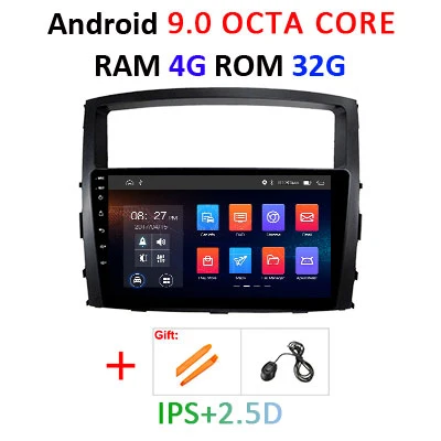 DSP ips 4G 64G Android 9,0 gps радио для Mitsubishi Pajero V97 V93 2006- Мультимедиа Навигация стерео аудио головное устройство без DVD - Цвет: 9.0 4G 32G NO CANBUS