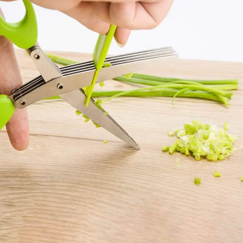 Ножницы для овощей из нержавеющей стали 5 лезвий травы ножницы с гребень для вычесывания животных зеленый красный кухонные принадлежности
