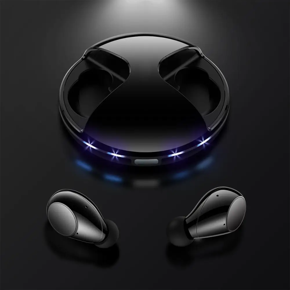 ANBES наушники вкладыши TWS с V5.0 Bluetooth Беспроводной IPX 5 Водонепроницаемый микрофоном