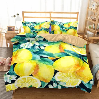 

New 3D Pineapple watermelon pomelo Fruits Duvet Cover 2/3pcs European American Family student dormitory Quilt cover pillowcase