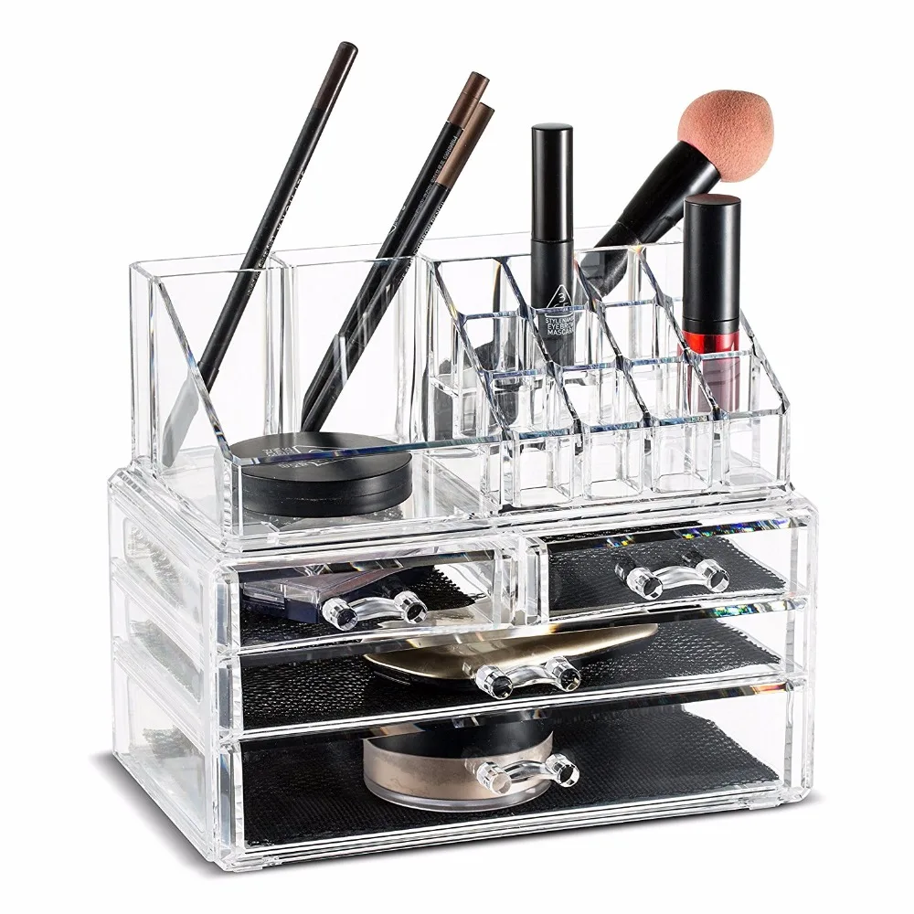 

Acrylic Makeup Organizer Storage Boxes Make Up Organizer For Jewelry Cosmetics Brush Organizer Case with 4 Drawers type #30894