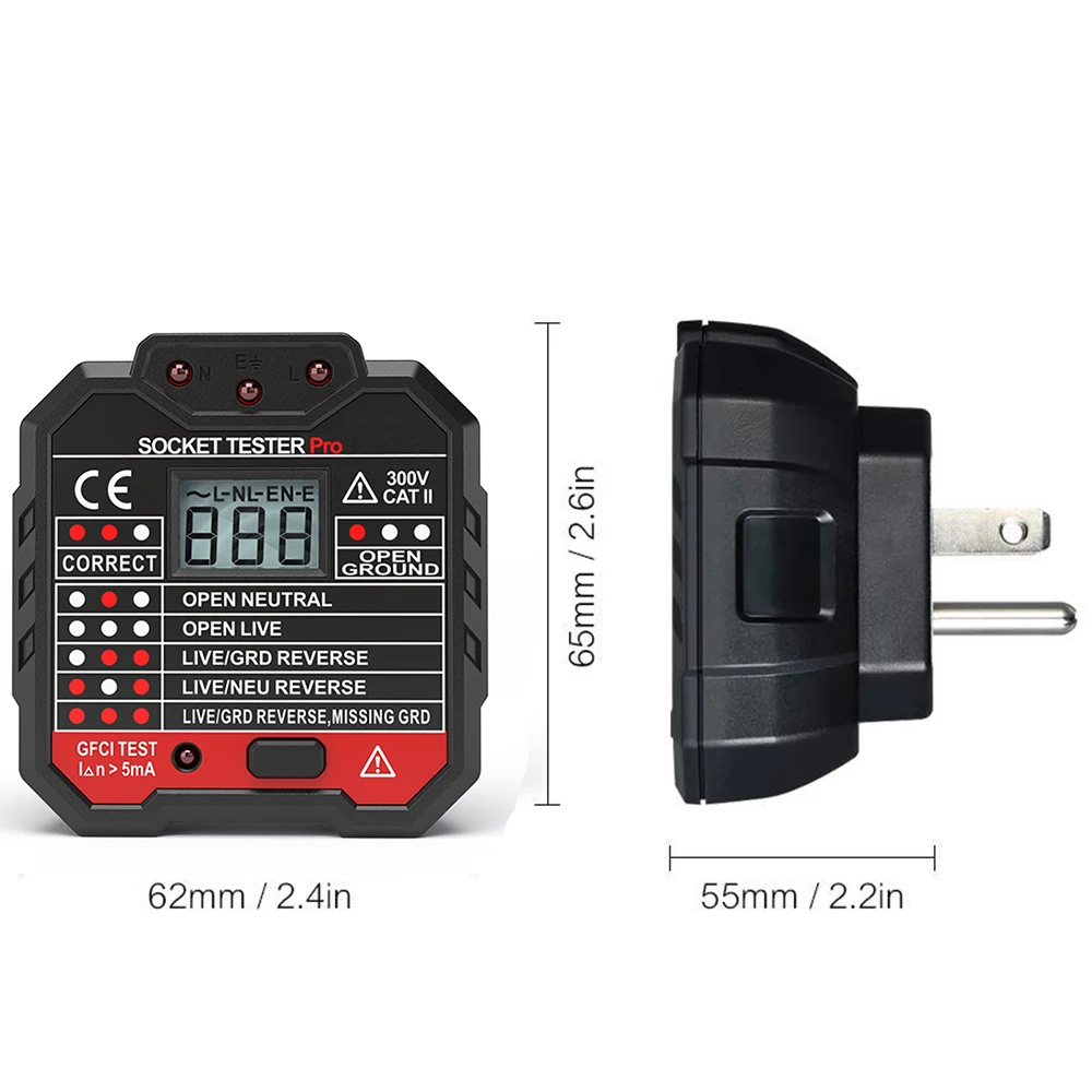 Protmex PT106 RCD/GFCI розетка электрическая розетка тест er тест утечки с ЖК-дисплей Напряжение тест ing ЕС разъем