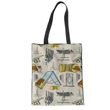 Бесшумный дизайн Сумка Многоразового Использования складные сумки для покупок бордюр колли печать женские большие сумки пользовательский холщовый мешок пляж Bolsa Feminina