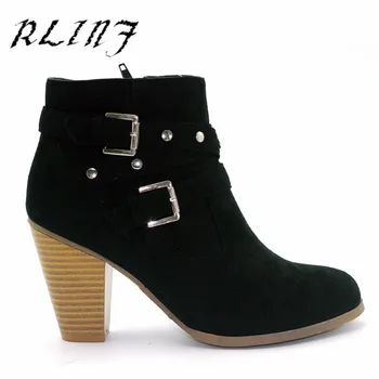 

RLINF New Style with Buckle Buckle Booties with Fashion Boots Leather Boots