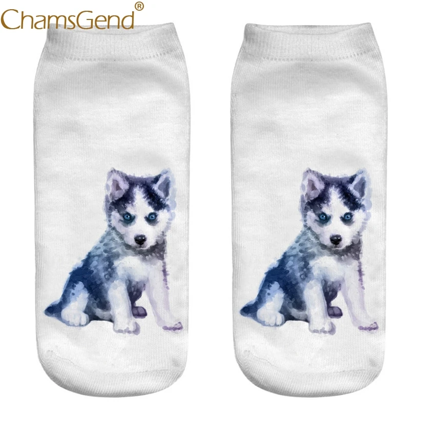 

Chamsgend Husky Dog 3D Aniaml Print Women Cotton Funny Socks 80228