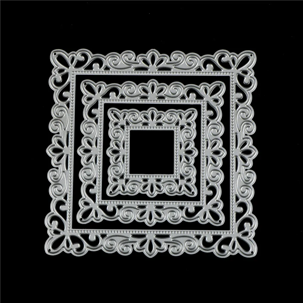 3pcs/Set Antique Flower Frames Metal Cutting Dies Stencils for DIY