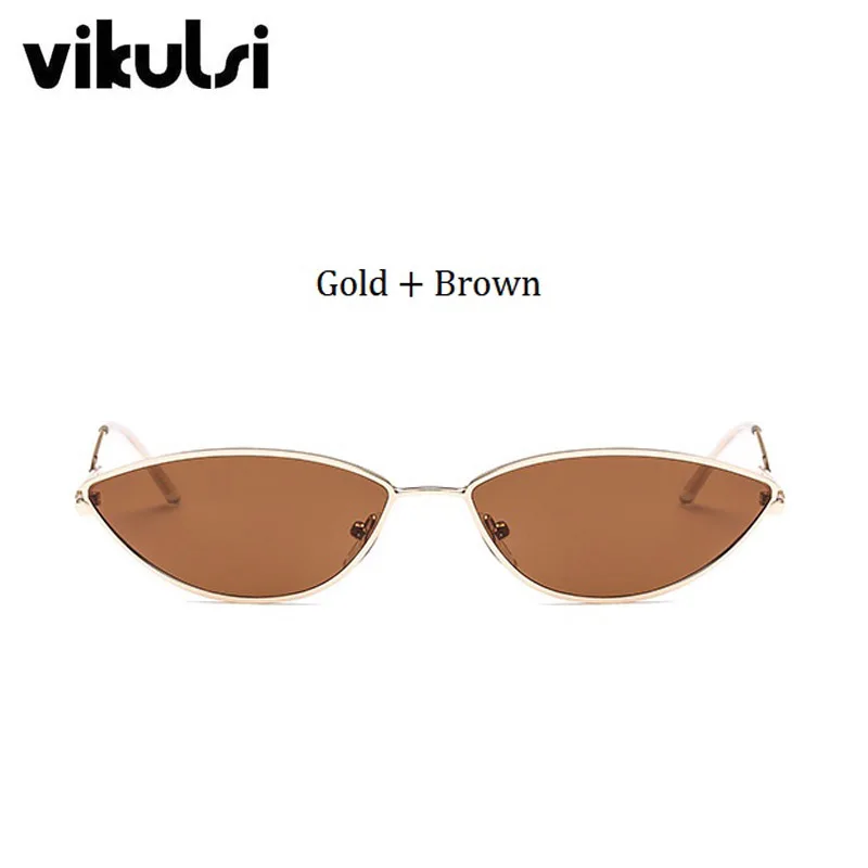 Новые ретро маленькие овальные солнцезащитные очки мужские летние красные черные кошачий глаз металлическая оправа Винтажные Солнцезащитные очки для женщин прозрачные очки UV400 - Цвет линз: D432 gold brown