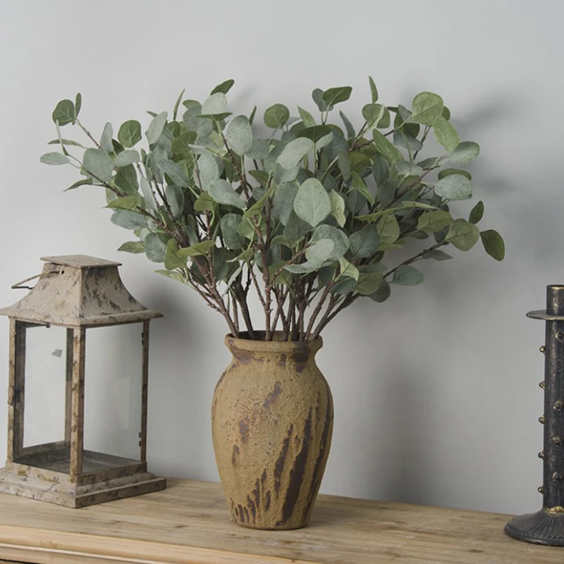 new Artificial Eucalyptus Plants Plastic Green Fake Eucalyptus For Flower arrangement Natural Artificial plants Home Decor