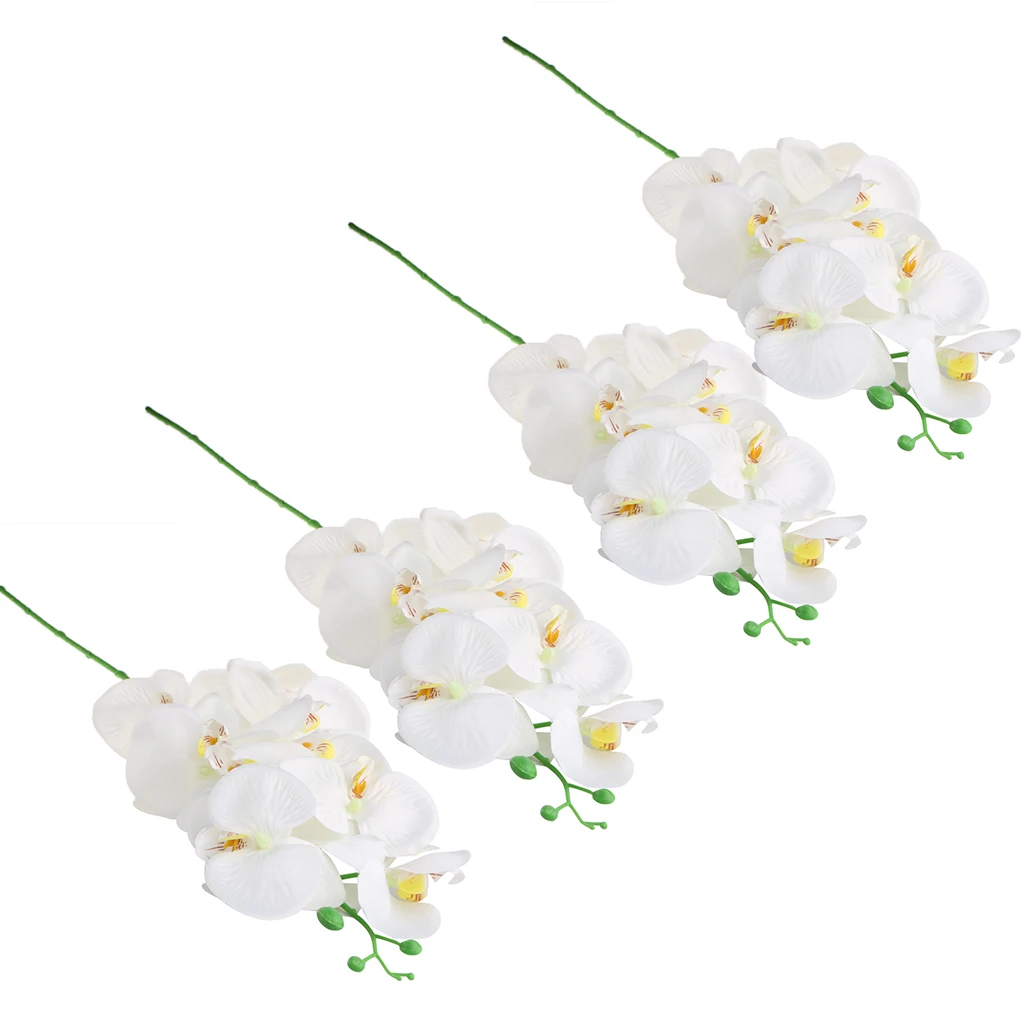 4PCS Artificial Flowers Plants Phalaenopsis Orchid for Floral Arrangements