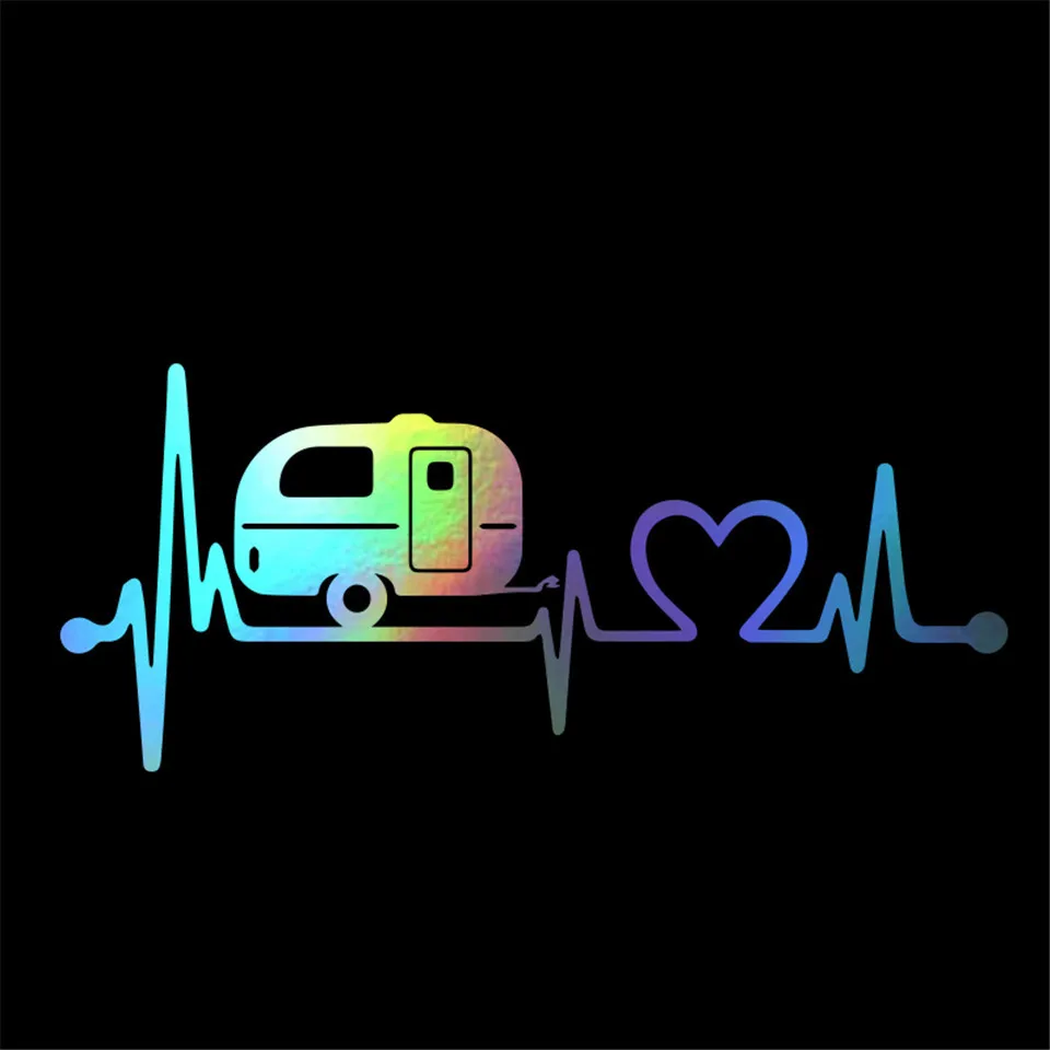 Cunymagos Creative Camper Travel Hiker Camper Heartbeat Vinyl Car StickerDecal  (2)