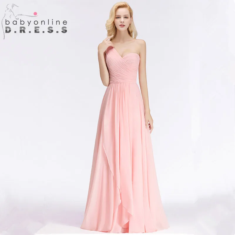 

Gorgeous Pink One Shoulder Long Evening Dress 2019 Sexy Backless Draped Evening Party Dresses Robe de Soiree Longue