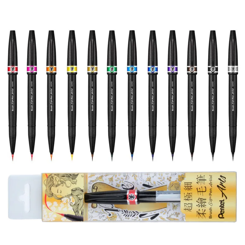 1 шт. Япония PENTEL кисть 12 видов цветов мягкий материал чрезвычайно смешивать цвета