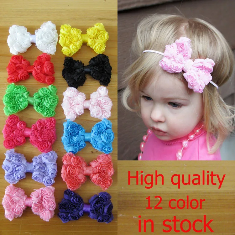 

8CM 30pcs/lot Children Accessories Big Chiffon Rose Hair Bows Shabby Bows DIY for Hair Accessories ( Flower Headband)