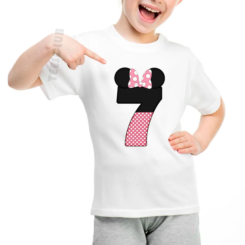 Новая детская Милая футболка с принтом «Счастливый День рождения» для детей от 1 до 9 лет летние топы с героями мультфильмов, футболка с круглым вырезом для мальчиков и девочек, одежда - Цвет: C7