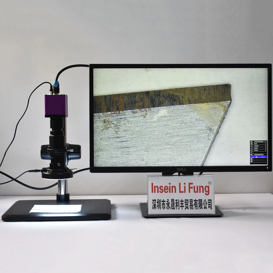 

1080P 60FPS HDMI Video Microscope Camera SD Card Storage+20X-180X Continuous Zoom Full Focus C-Mount Lens+Bracket+144 LED Light