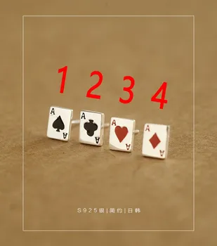 

925 silver male female Earrings Thailand imported A poker square Thai Tremella nail single new