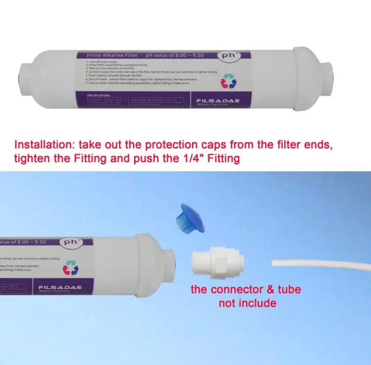 Упаковка 2 обратного осмоса почтовый фильтр 1" L x 2" OD встроенный щелочной воды фильтр картридж после фильтра ph значение 8,00-9,50