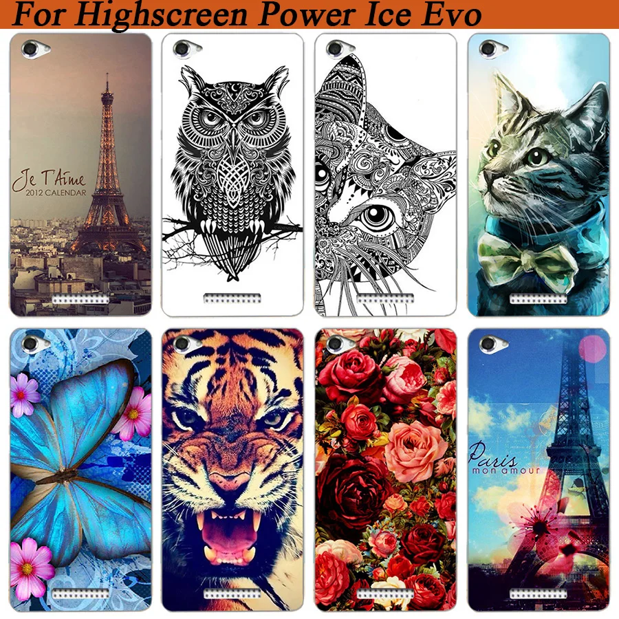 

For Highscreen Power Ice Evo Case Cover Soft Tpu Tiger Owl Rose Pattern Painted Phone Case For Highscreen Ice EVO Fundas Sheer