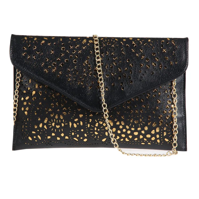 

2017 Vintage Hollow Out Women Messenger Bags Envelope Clutch Bag Lady Evening Purse Handbags Female Chains Shoulder Bag Bolsa