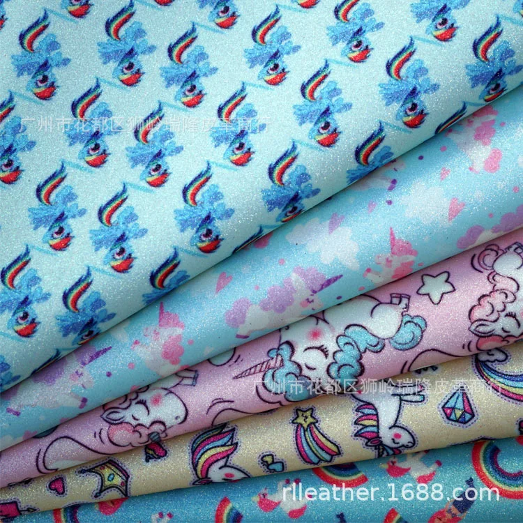 

Lychee Life A4 Unicorn Pattern PU Leather Fabric High Quality Synthetic Leather DIY Sewing Material for Handmade Crafts