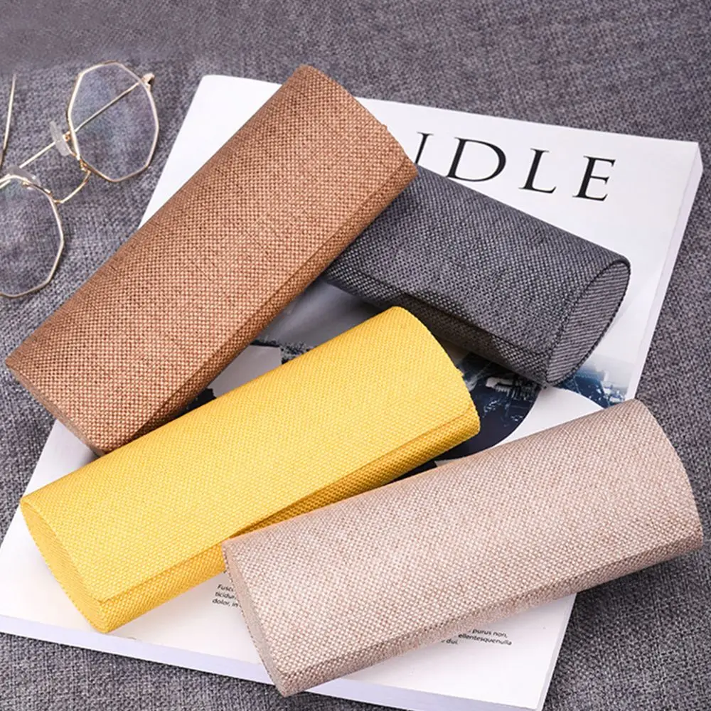 

1Pcs Fashion Retro Oval Glasses Box Sunglasses Holder Linen Folding Eyewear Case Optical Handmade Storage Glasses Case Bags