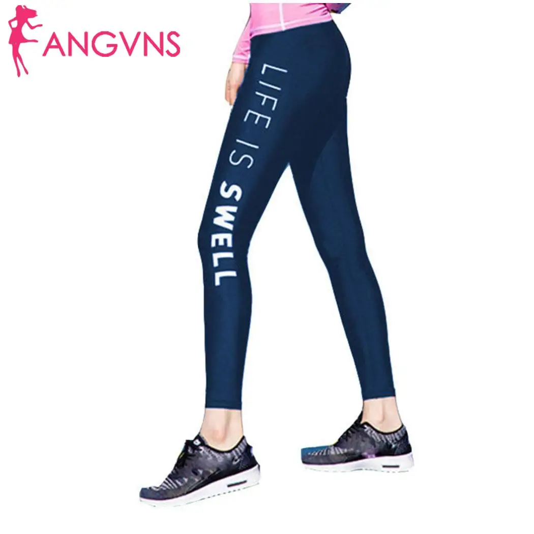 

Women Casual Letter Elastic Waist Swimwear Summer Wetsuit Long Swimming Pants Ankle Length