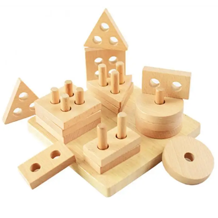 Blocos de Empilhamento de Madeira Toy para o Bebê Grupo Crianças Formas Geométricas Blocos Educação Bm88 1 6 1 Set Crianças Blocos De Empilhamento de