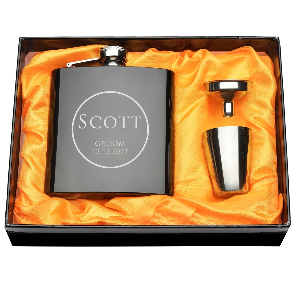 Presente do Favor do Casamento Casamento para Padrinhos Presente do Dia dos Pais Gravado Personalizado 6 oz Hip Conjunto Frasco para Padrinhos Melhor Homem Usher Hen Noite Decoração Favor