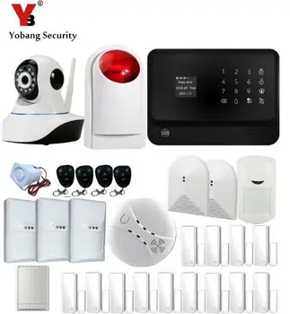 

Yobang Security-Touch keypad LCD WIFI GSM IOS Android APP Home Burglar Security Alarm System IP Camera