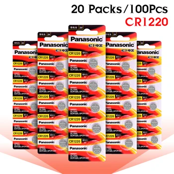 

PANASONIC 100Pcs 3V CR1220 ECR1220 DL1220 LM1220 KL1220 Lithium Battery Button Coin Cell Suitable Supports Watch Calculator