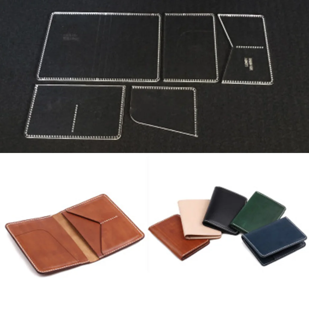 5 Pieces Leather Craft Card Holder Card Protector Pattern Transparent Acrylic Template Stencils