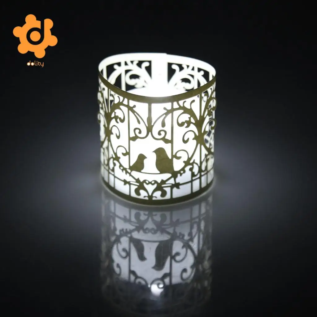 12Pcs Love Birds Heart LED Tea Light Holders Wedding Xmas Decor White+Silver