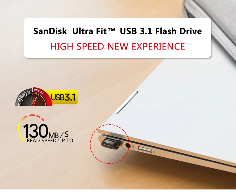 SanDisk FIT USB флеш-накопитель USB 3,1 CZ430 Флешка 128 Гб 64 ГБ 32 ГБ 16 ГБ мини-накопитель до 130 МБ/с./с u-диск