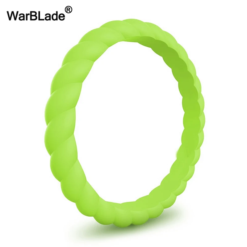 3mm Thin Braided Silicone Ring Fashion Sports Hypoallergenic Crossfit Flexible Woven Rubber Finger Ring For Women Wedding Rings 