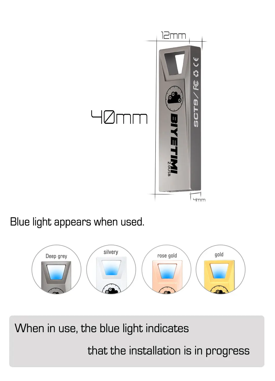 4 цвета металла Blue Light 2016 Biyetimi USB Flash Drive памяти USB Stick Флешка флеш-накопитель 4 GB 8 GB 16 Гб, 32 ГБ, 64 ГБ