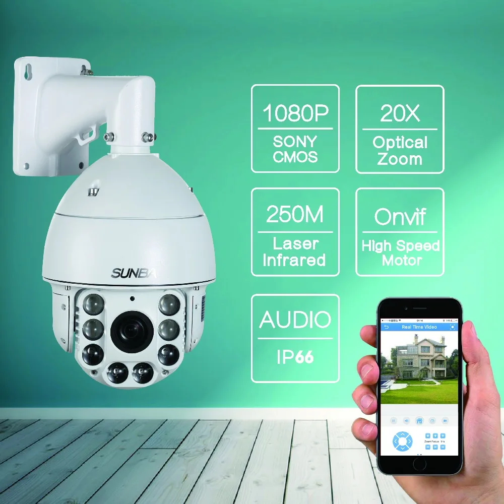 

805-D20XB IP PTZ Camera 2.0MP 1080PHD Audio High Speed 20 Optical Zoom IRCut Night Vision P2P Security Dome Camera ONVIF