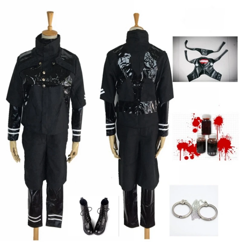

Japanese Anime Tokyo Ghoul Cosplay Costumes Kaneki Ken Cosplay Costumes Hoodie Jackets Black Fight Uniform Full Set With Mask