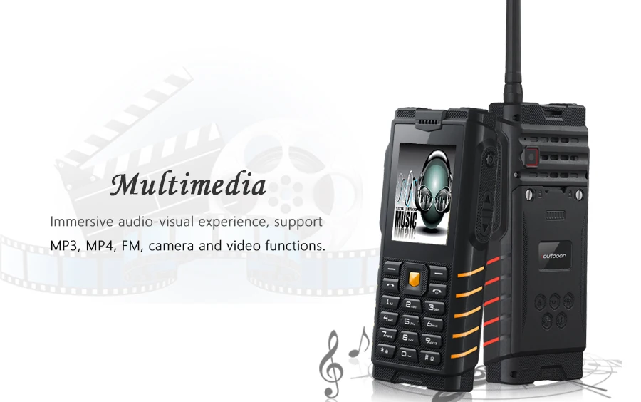 Китай 2 IP68 водонепроницаемый ударопрочный телефон рация радио 2," сильный фонарик сигнал GSM 4500 мАч мобильный телефон F22