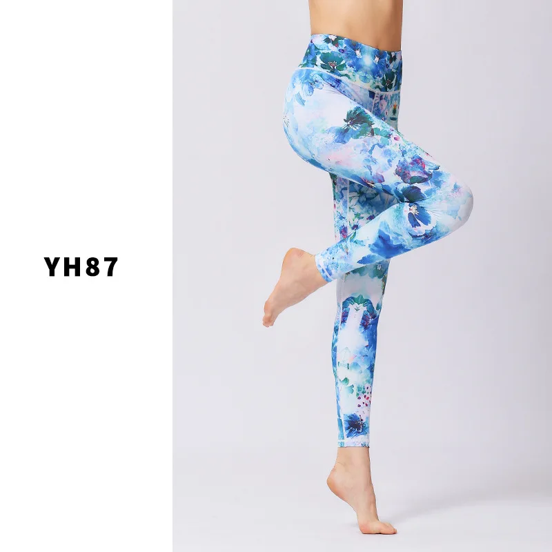 Дизайн, леггинсы для фитнеса с принтом, высокая талия, женские штаны для йоги, обтягивающие спортивные леггинсы, женские штаны для тренировок, йоги, бега - Цвет: YH87