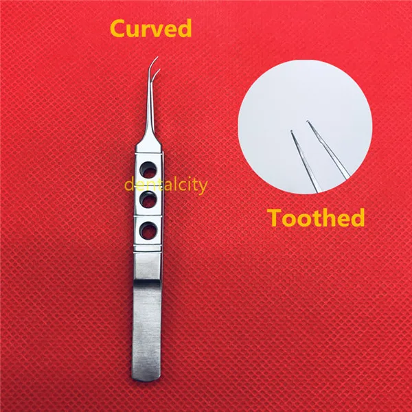 Elbow Toothed 1 шт. Micros нержавеющая сталь 11 см хвостовые прямые/изгиб головы Пинцет платформы офтальмологические щипцы - Цвет: Elbow Toothed