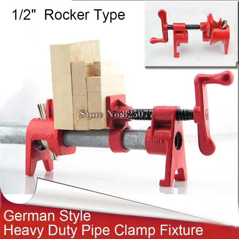 German Style Heavy Duty Pipe Clamp Fixture Woodworking 1/2 or 3/4 Inch Pipe Clamp Fixture Carpenter Woodworking Tools KF769