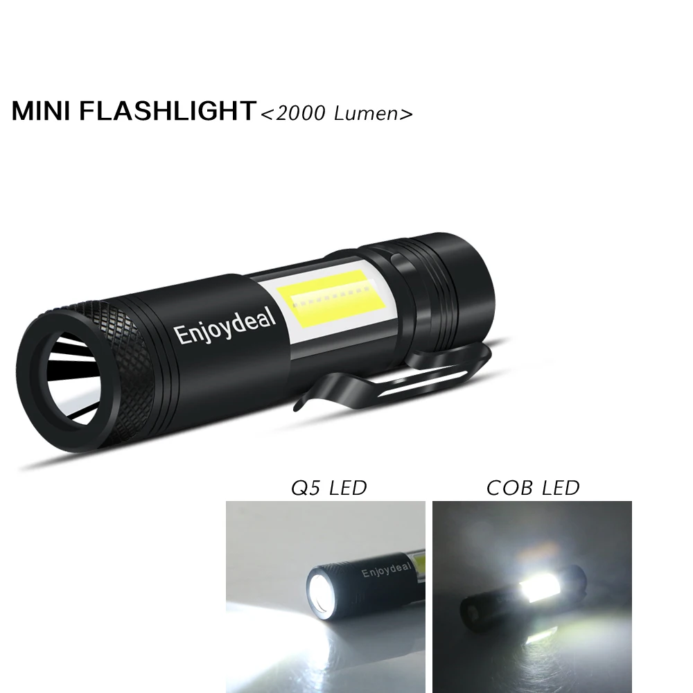 Светодиодный фонарик enjoydeal 2000 люмен Q5 COB водонепроницаемый Карманный фонарь