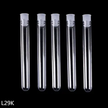 

50Pcs/Pack 12x100mm Transparent Laboratory Clear Plastic Test Tubes Vials With Push Caps School Lab Supplies